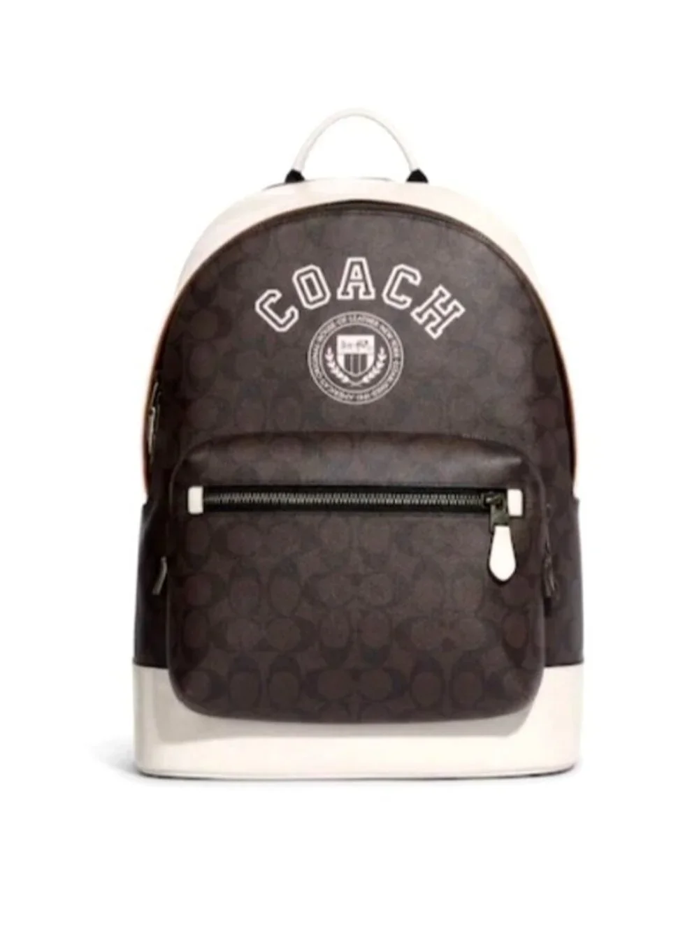 Coach West Backpack Signature Canvas Varsity Motif Leather Trim Limited Edition